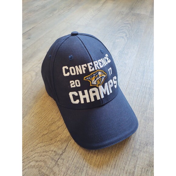 Nashville Predators 2017 Conference Champions Dark Blue Hat Snapback Hockey NHL - Picture 2 of 8
